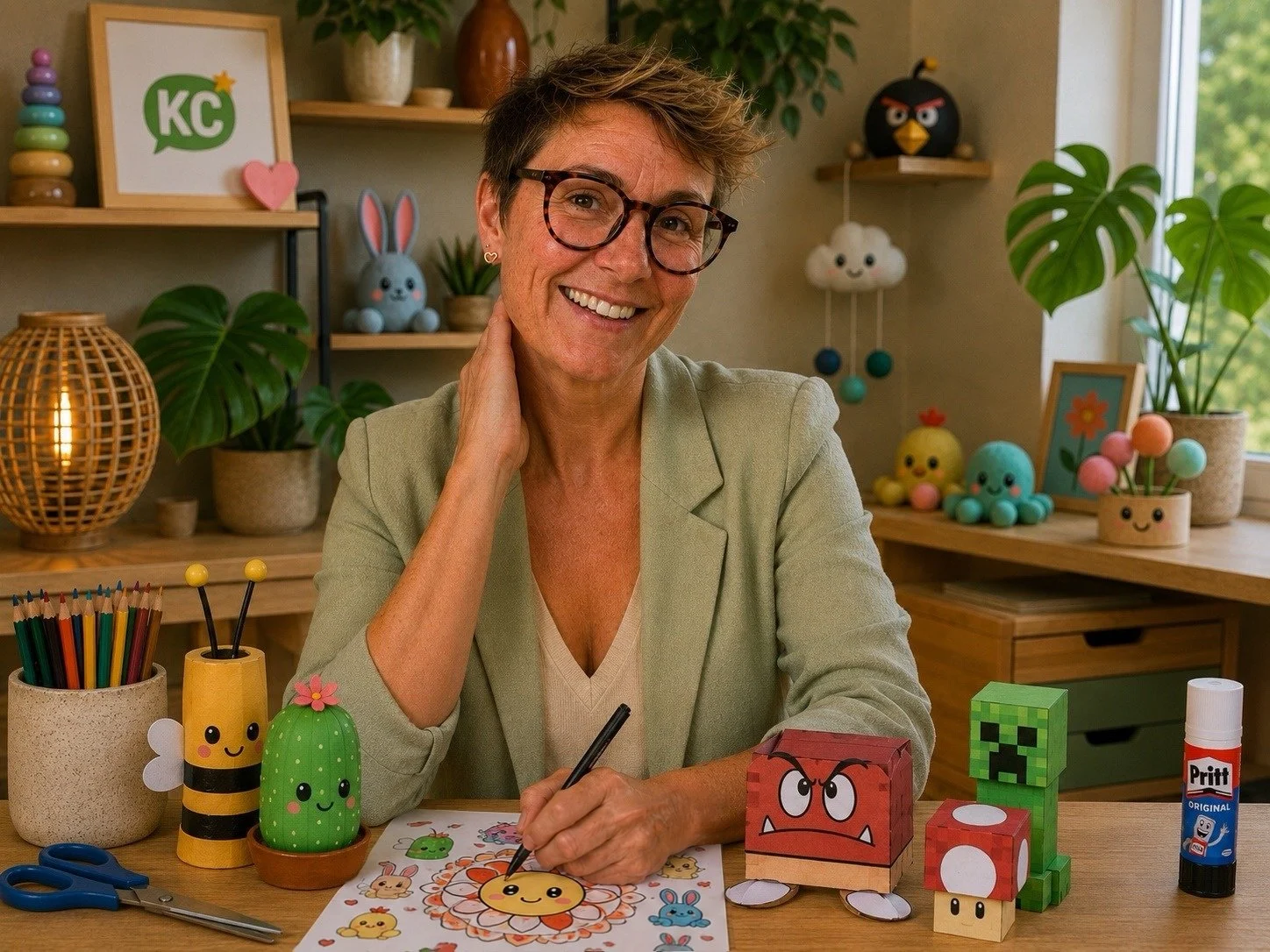 Desiree van KnutselConnect in haar knutselkamer
