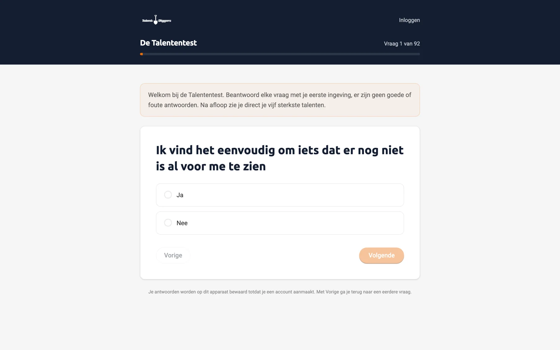 De Talententest, vraag 1 van 92