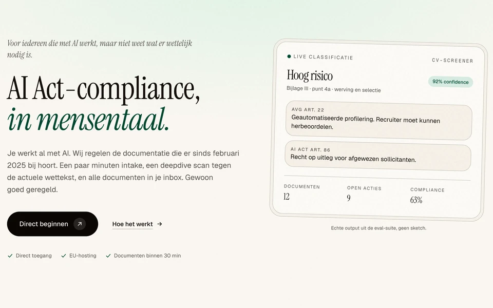 De website van AuditAI